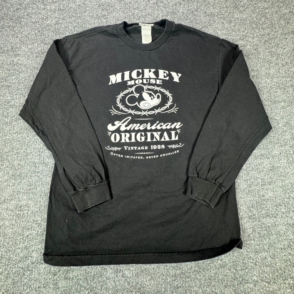 Disney Mickey Mouse American Original Vintage 1928 Shirt Mens XL Black‎ LS